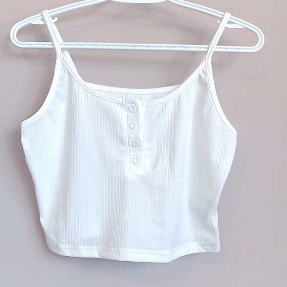 NWOT Button Up White Crop Top - Picture 1 of 4